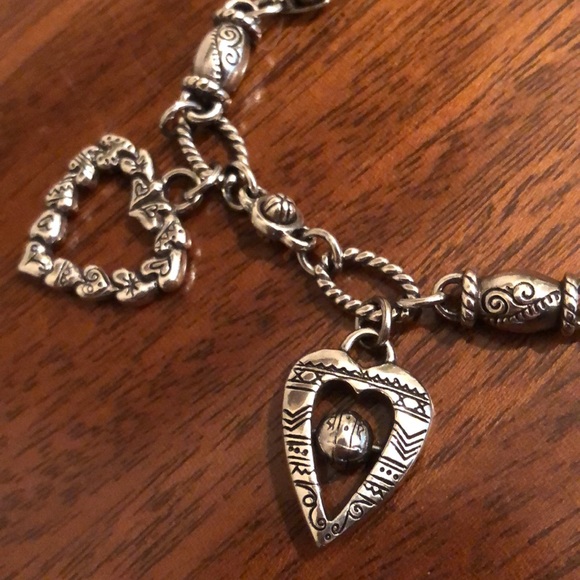 Brighton vintage hanging heart charm bracelet and matching earrings - Picture 5 of 12